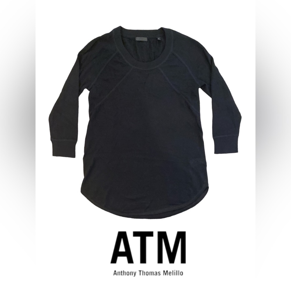ATM Anthony Thomas Melillo Round Neck Cashmere Black Sweater Fitted XS